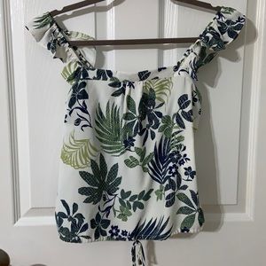 Ladies Top Off Shoulder Boutique Brand Print MED